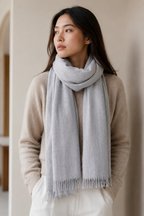 Pure cashmere all-season herringbone wrap by MORIN DAWA, Alxa Plateau sourced